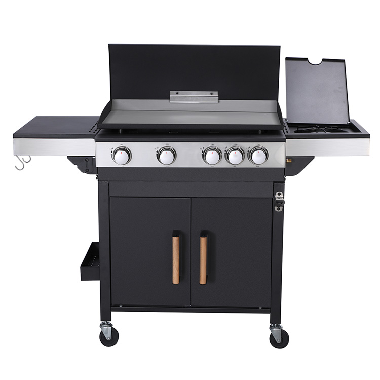 4 Burner Gas BBQ Plancha ກັບ Trolley Detachable